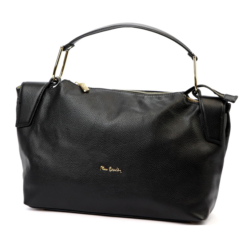 Duża Skórzana damska shopperbag torebka na ramię z uchwytem Pierre Cardin