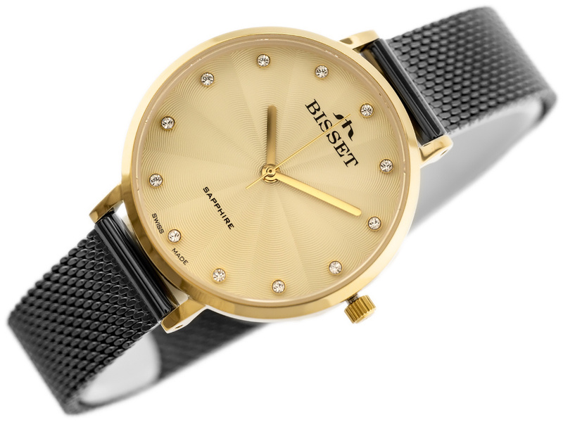 ZEGAREK DAMSKI BISSET BSBF30 (zb578p) - SZAFIROWE SZKŁO