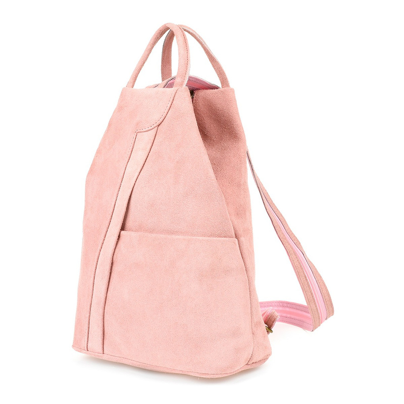 Pudrowo-różowa Vera Pelle włoski Plecak Skórzany damski mały T53