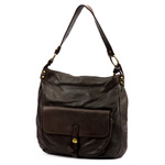 Skórzana damska torebka na ramię z kieszeniami z dopinanym paskiem VS