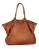 Duża torebka skórzana oversize style shopper bag - MARCO MAZZINI brąz camel