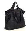 Torba damska pleciona shopper & shoulder leather bag - MARCO MAZZINI czarna
