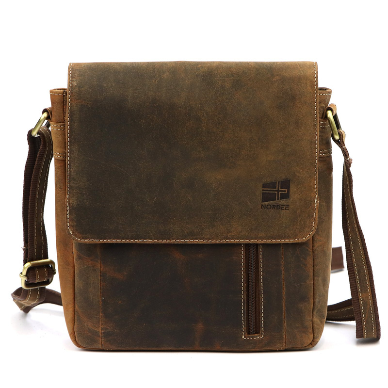 Nordee męska saszetka skóra naturalna torba miejska na ramię z kieszeniami