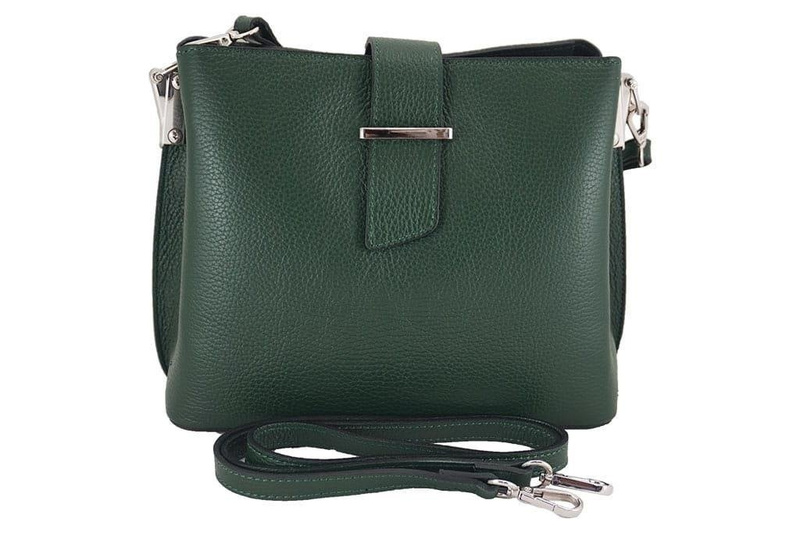 Modny kuferek skórzany damski włoski- Czarny