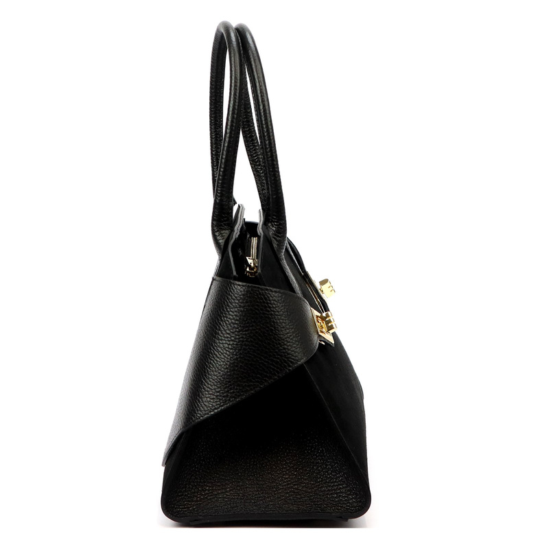 Vera Pelle damska torebka na ramię skóra naturalna i zamsz listonoszka