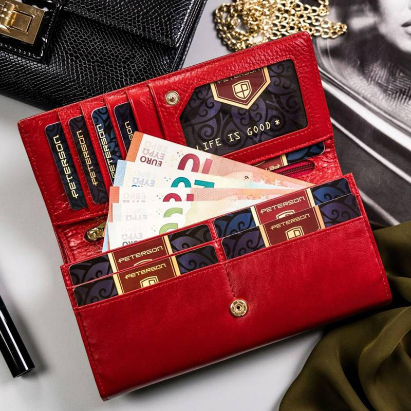 Skórzany damski portfel Peterson PTN 421028-SG