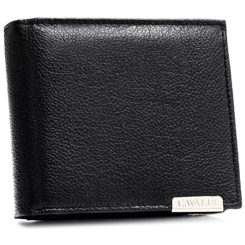 Duży portfel męski ze skóry naturalnej w czarnym kolorze z systemem RFID - 4U Cavaldi