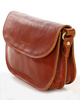 Skórzana torebka saddle bag półksiężyc sztywna skóra - MARCO MAZZINI brąz camel