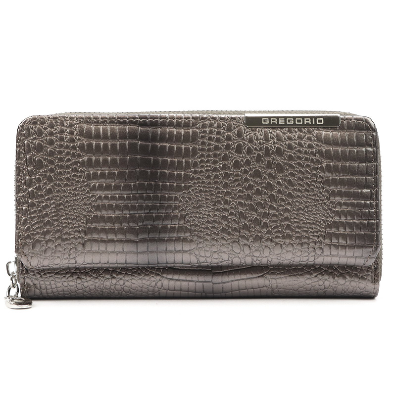 Skórzany duży lakierowany damski portfel Gregorio