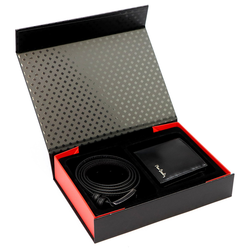 Pierre Cardin portfel i pasek do spodni męski zestaw skóra naturalna