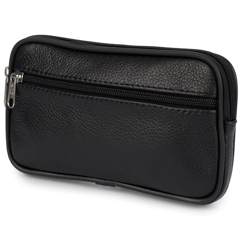Etui na telefon klucze do paska skórzane duże skóra naturalna czarne G98