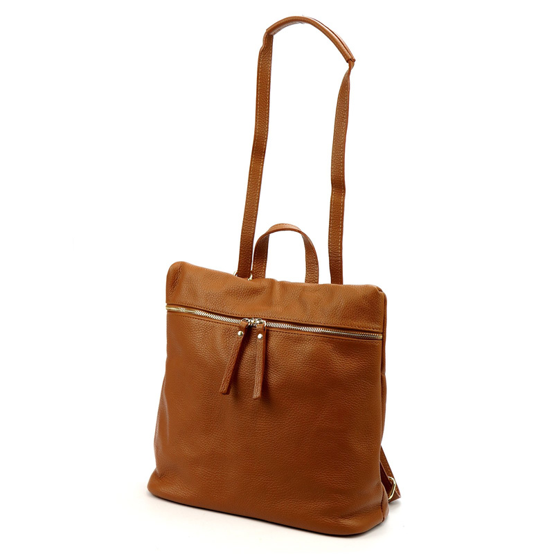 Vera Pelle Damski plecak z prawdziwej skóry duży z kieszeniami miejski