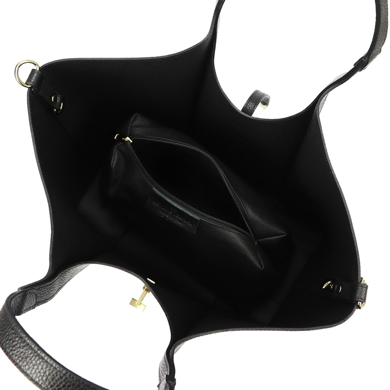 Vera Pelle damska torebka na ramię skóra naturalna shopperbag z paskiem