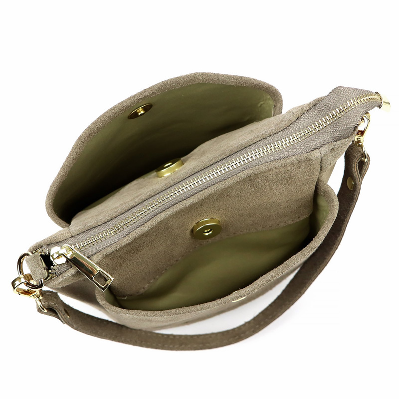 Vera Pelle damska listonoszka torebka na ramię skóra naturalna zamszowa