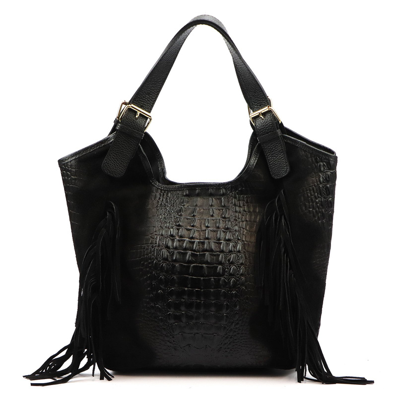 Vera Pelle damska shopperbag skórzana skóra krokodyla torebka na ramię