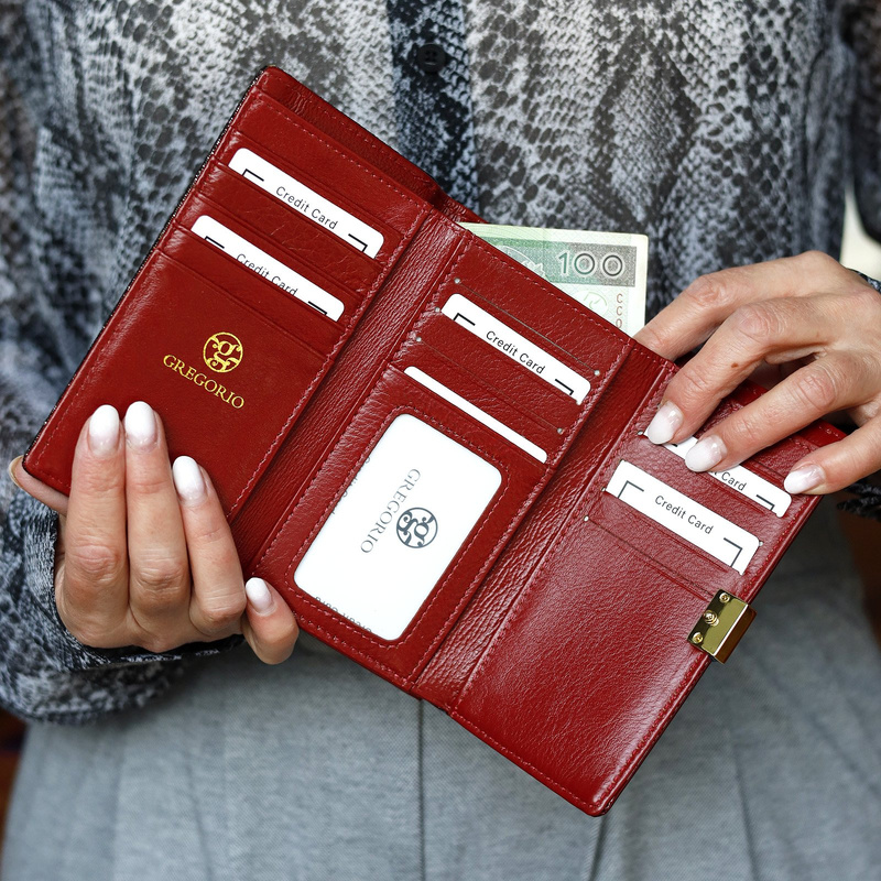 Klasyczny Skórzany damski portfel ze wzorem węża