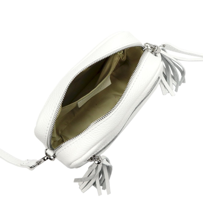 Damska listonoszka torebka Skórzana z brelokiem frędzlem i kieszeniami Luka