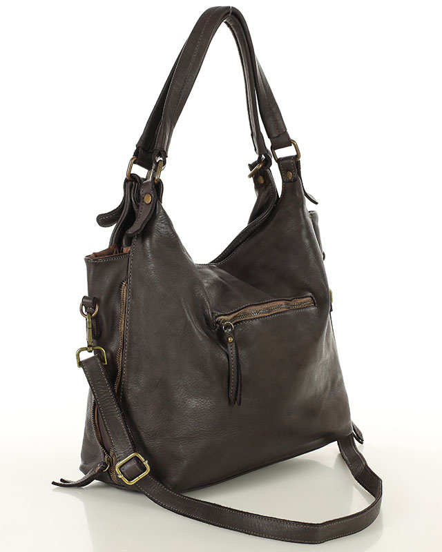 Torba skórzana wysokogatunkowa na ramię styl miejski shoulder leather bag - MARCO MAZZINI brąz caffe