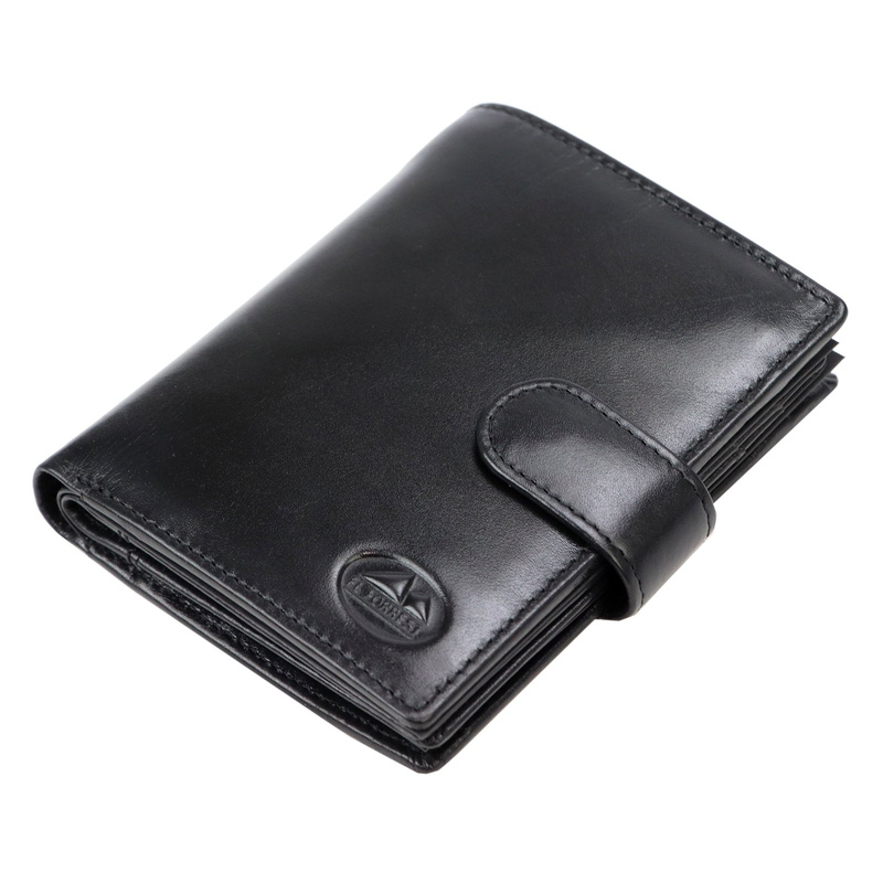 EL FORREST męski portfel pionowy rozbudowany skórzany na zatrzask RFID