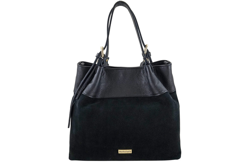 Elegancka torebka damska z naturalnego zamszu - Czarna