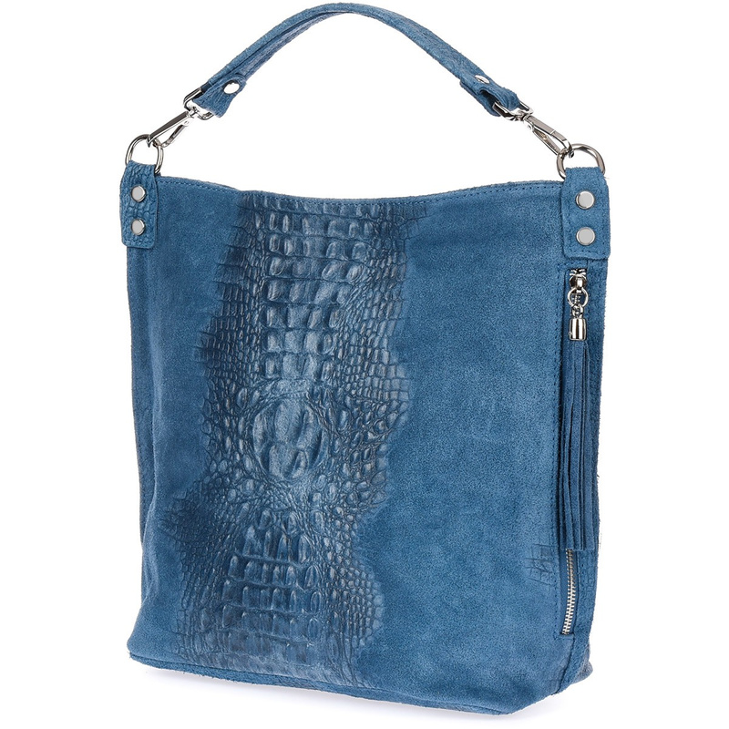 Jeansowa torebka skórzana zamszowa shopper W10
