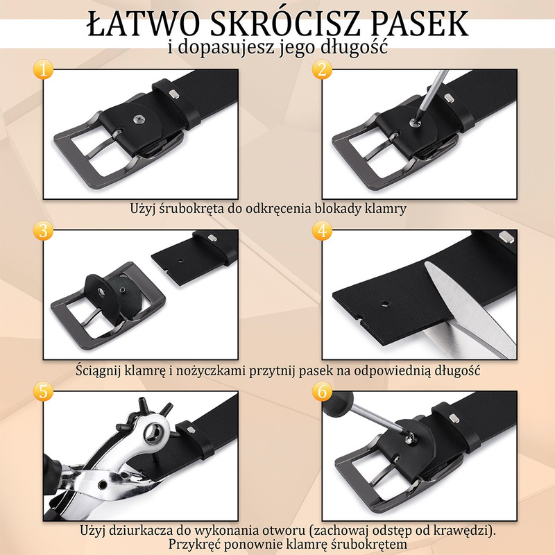 Beltimore skórzany damski pasek antyalergiczny do spodni 3 cm czarny bezniklowy U42 : Kolory - czarny, Rozmiar pasków - r.95-110 cm