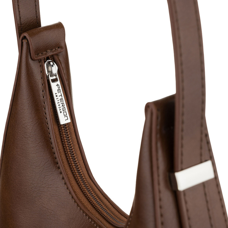 Brązowa listonoszka-bagietka damska ze skóry ekologicznej - Peterson