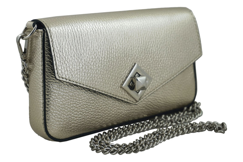 Modna torebka skórzana metalizowana - Złota