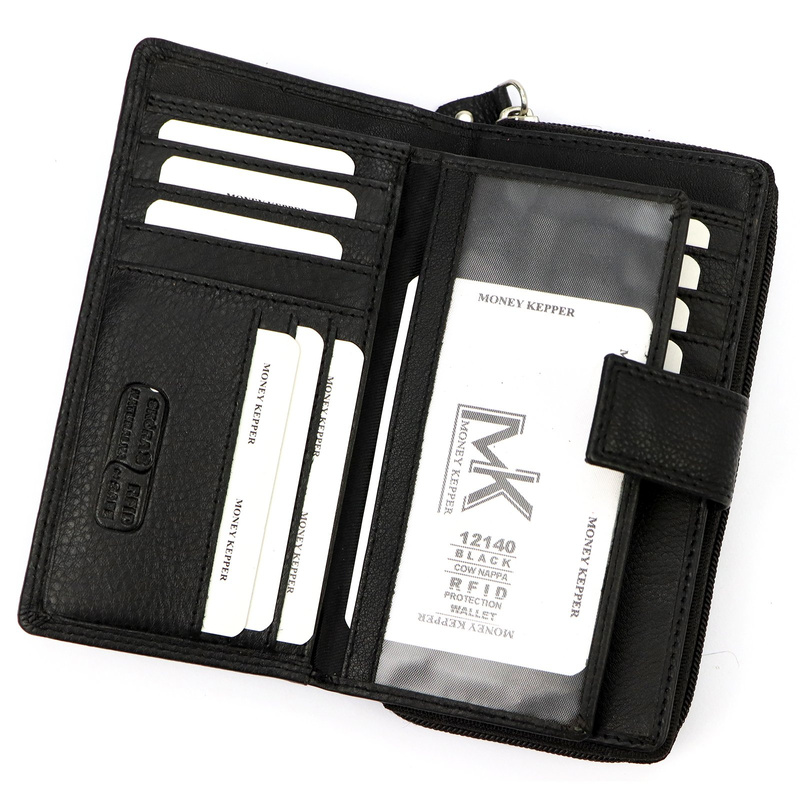 Pionowy Skórzany damski portfel Money Kepper RFID