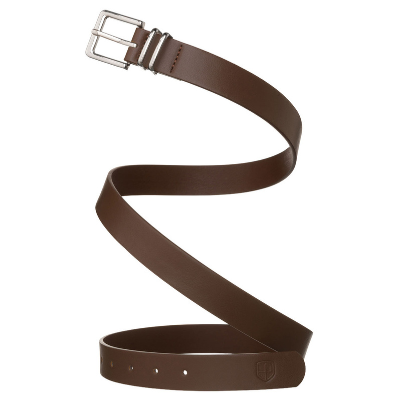 Uniwersalny, wąski pasek damski ze skóry ekologicznej w kolorze khaki ze srebrną klamrą - Peterson