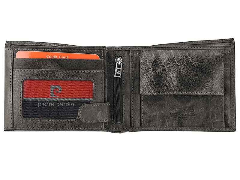 Rozbudowany elegancki Skórzany męski portfel od Pierre Cardin FOSSIL z RFID