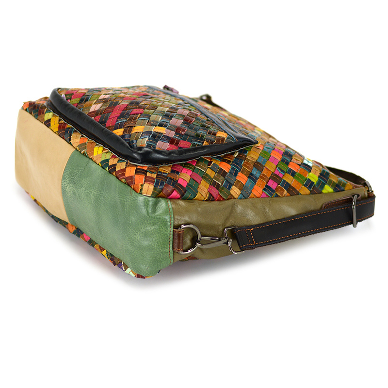 Damska kolorowa listonoszka skórzana wzór mozaika