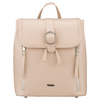 Beżowy, niewielki plecak damski ze skóry ekologicznej wyposażony w nóżki ochronne - Rovicky