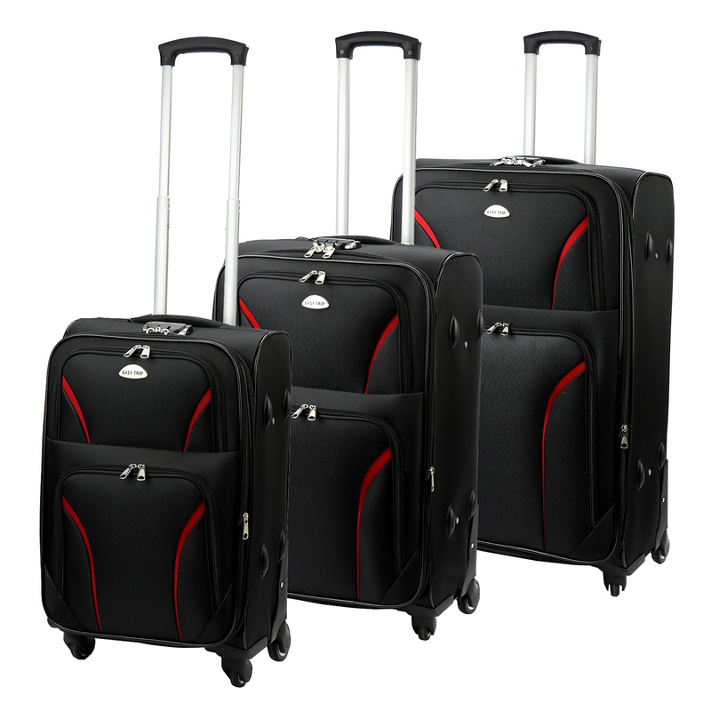 EASY TRIP zestaw podróżnych trzech walizek na kółkach materiałowe