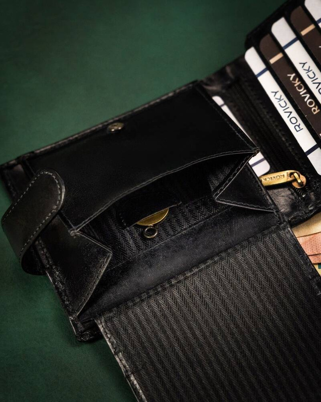 Kompaktowy męski skórzany portfel z RFID Rovicky
