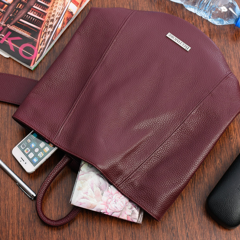 Burgundowy skórzany plecak damski elegancki z zapięciem Beltimore T54