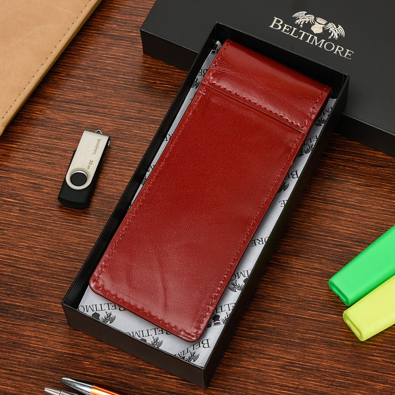 Piórnik Skórzany etui na pióro granatowe Beltimore J03