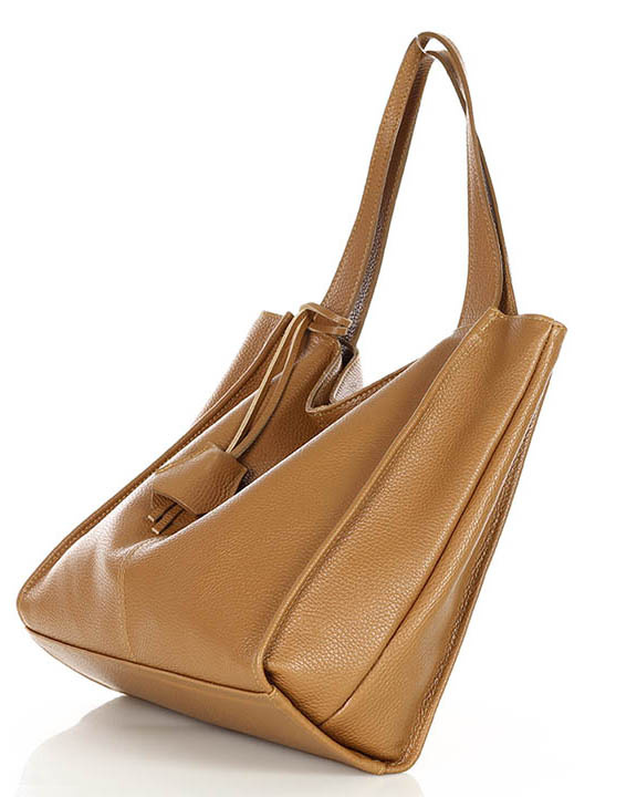 Modna torebka damska skórzany shopper bag - MARCO MAZZINI Portofino Max camel