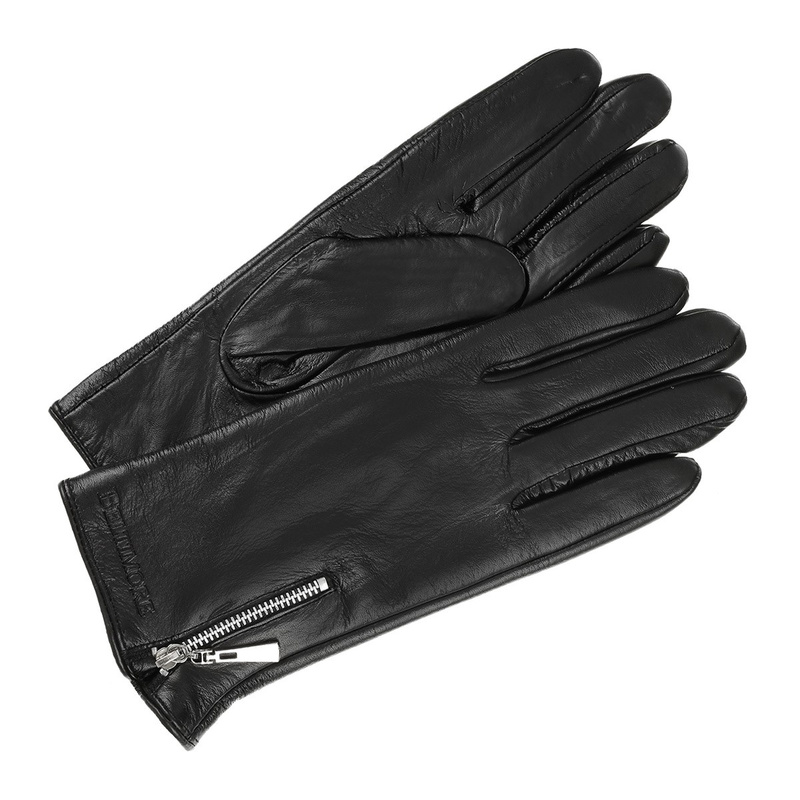 Rękawiczki skórzane damskie czarne polar BELTIMORE  K27