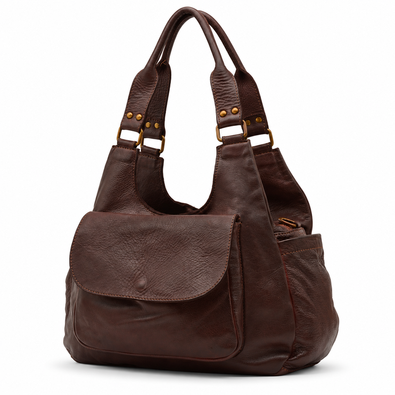 PELLE LAVATA Skórzana Torebka ShopperBag Na Ramię Vintage 3 Kieszenie