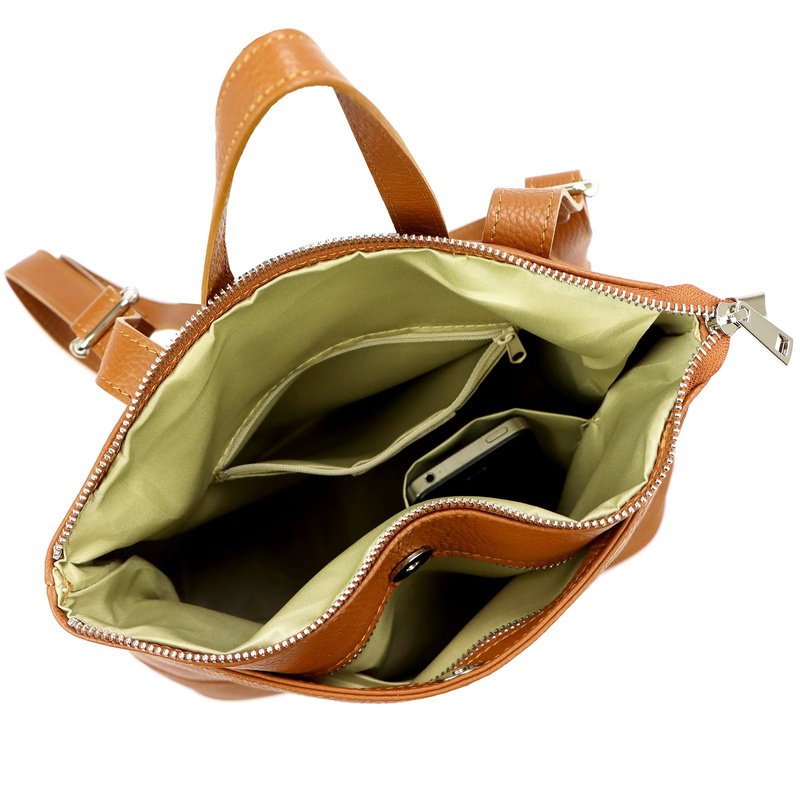 Luka Skórzany damski miejski plecak na ramię z kieszeniami pojemny