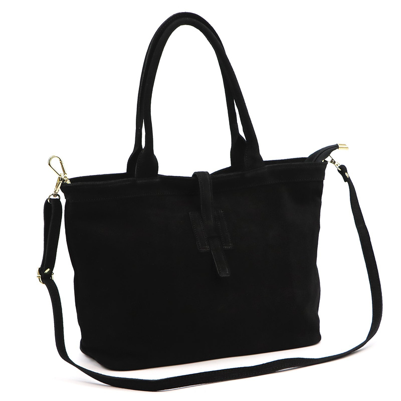 Vera Pelle zamszowa damska shopperbag skóra naturalna torebka na ramię duża