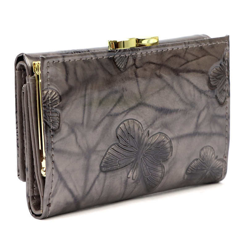 Gregorio damski portfel lakierowany skórzany pojemna portmonetka w motyle