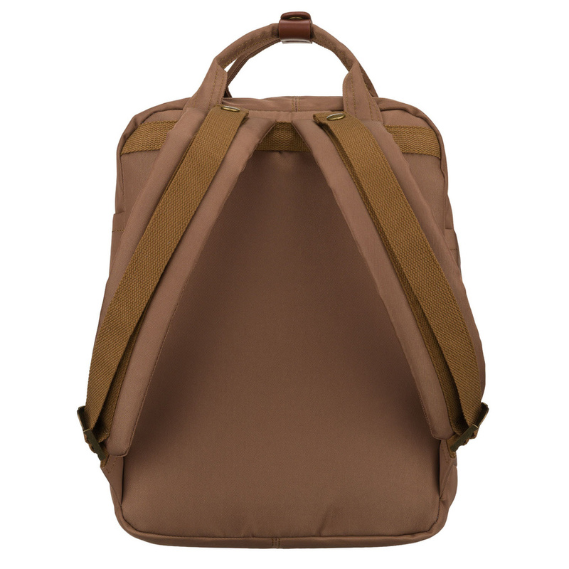 Plecak damski z poliestru i skóry ekologicznej w brązowym kolorze, jednokomorowy - Peterson