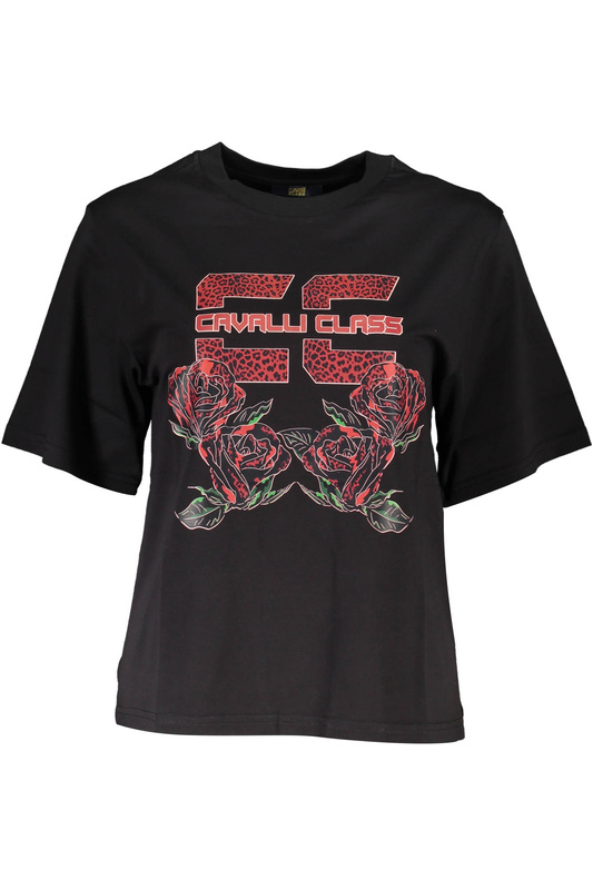 KOSZULKA Z KR�TKIM R�KAWEM CAVALLI CLASS DAMSKA CZARNA