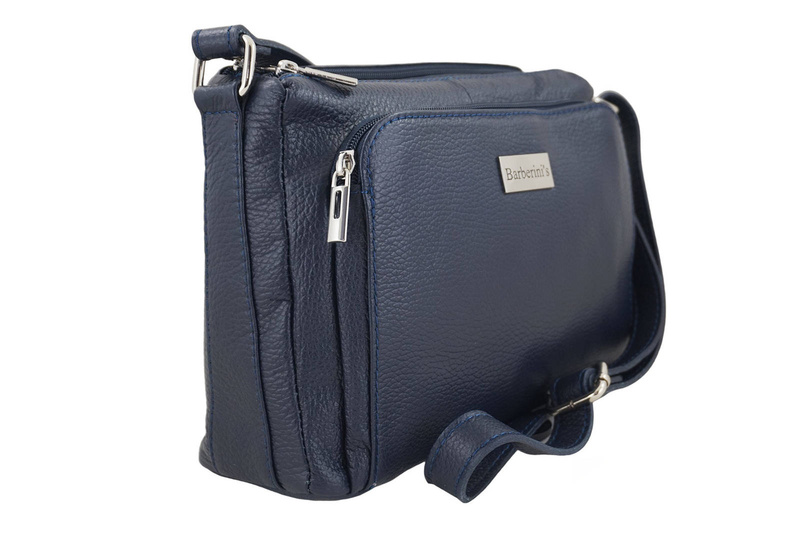 Listonoszka skórzana z kieszeniami - Granatowa