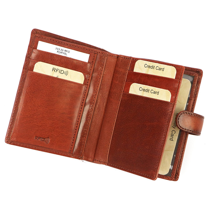 EL FORREST męski portfel pionowy rozbudowany skórzany na zatrzask RFID