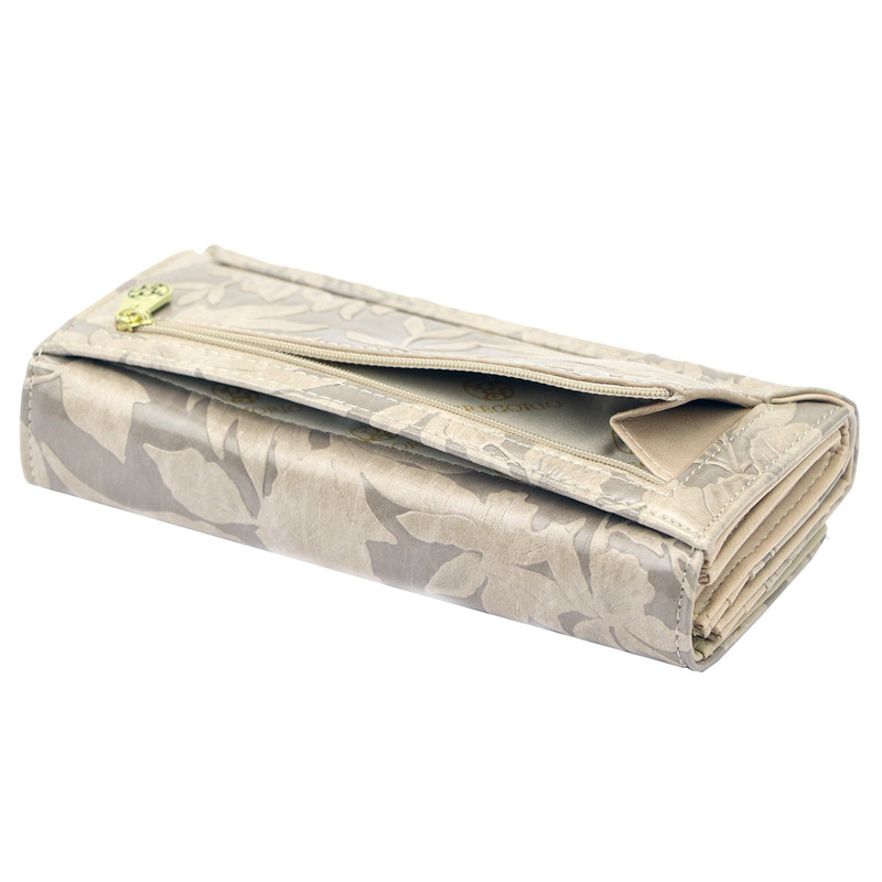 Gregorio damski portfel klasyczny podłużny duża portmonetka w kwiaty