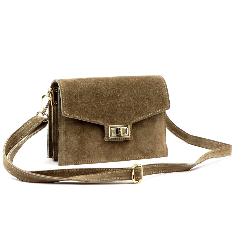 Damska listonoszka ze skóry naturalnej zamszowej z organizerem od Luka