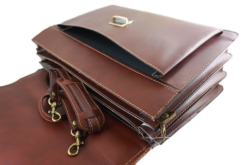 Aktówka męska skórzana - Barberini's - Brązowa